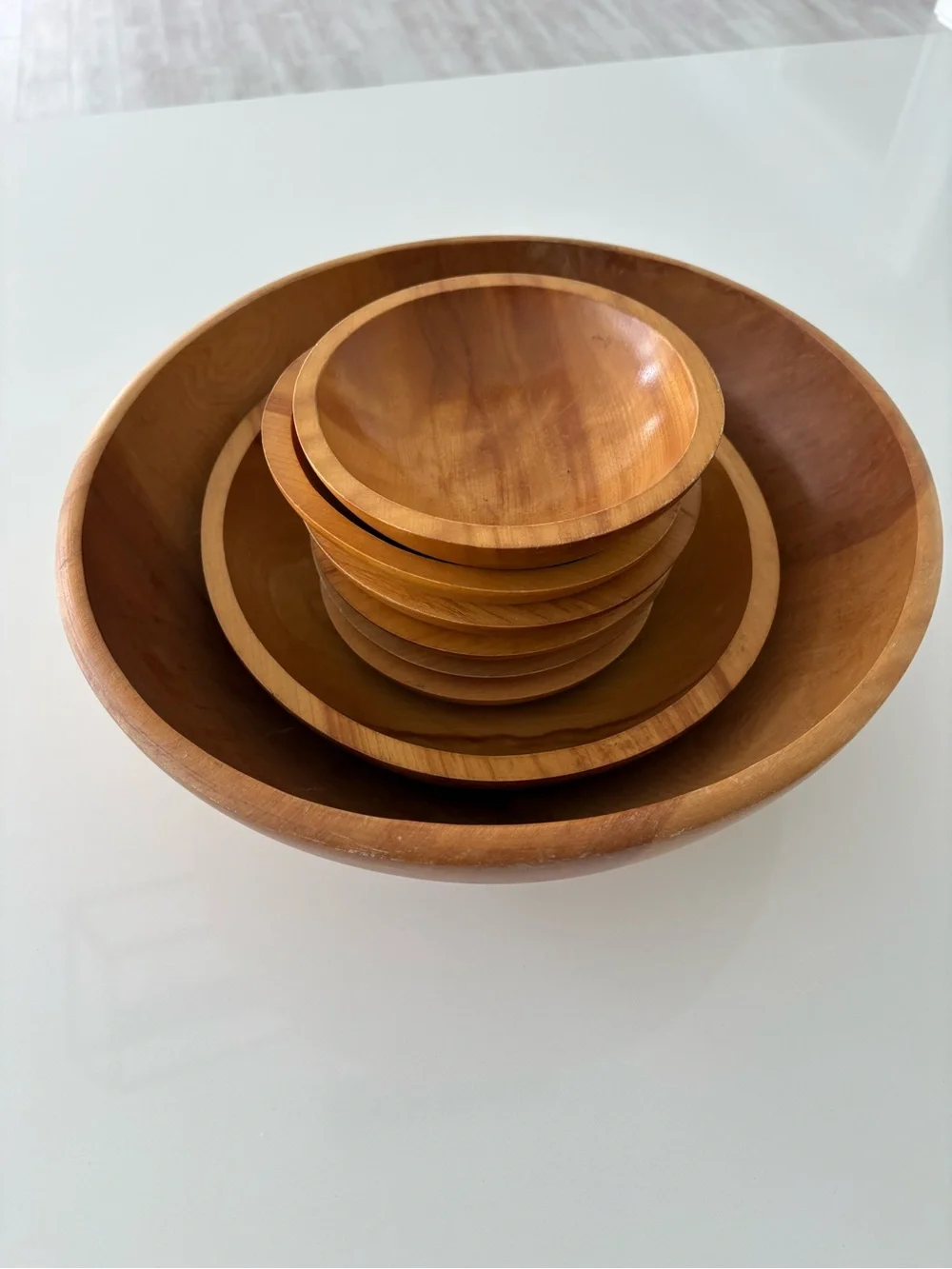 Vintage Wooden Serving Bowl Set
